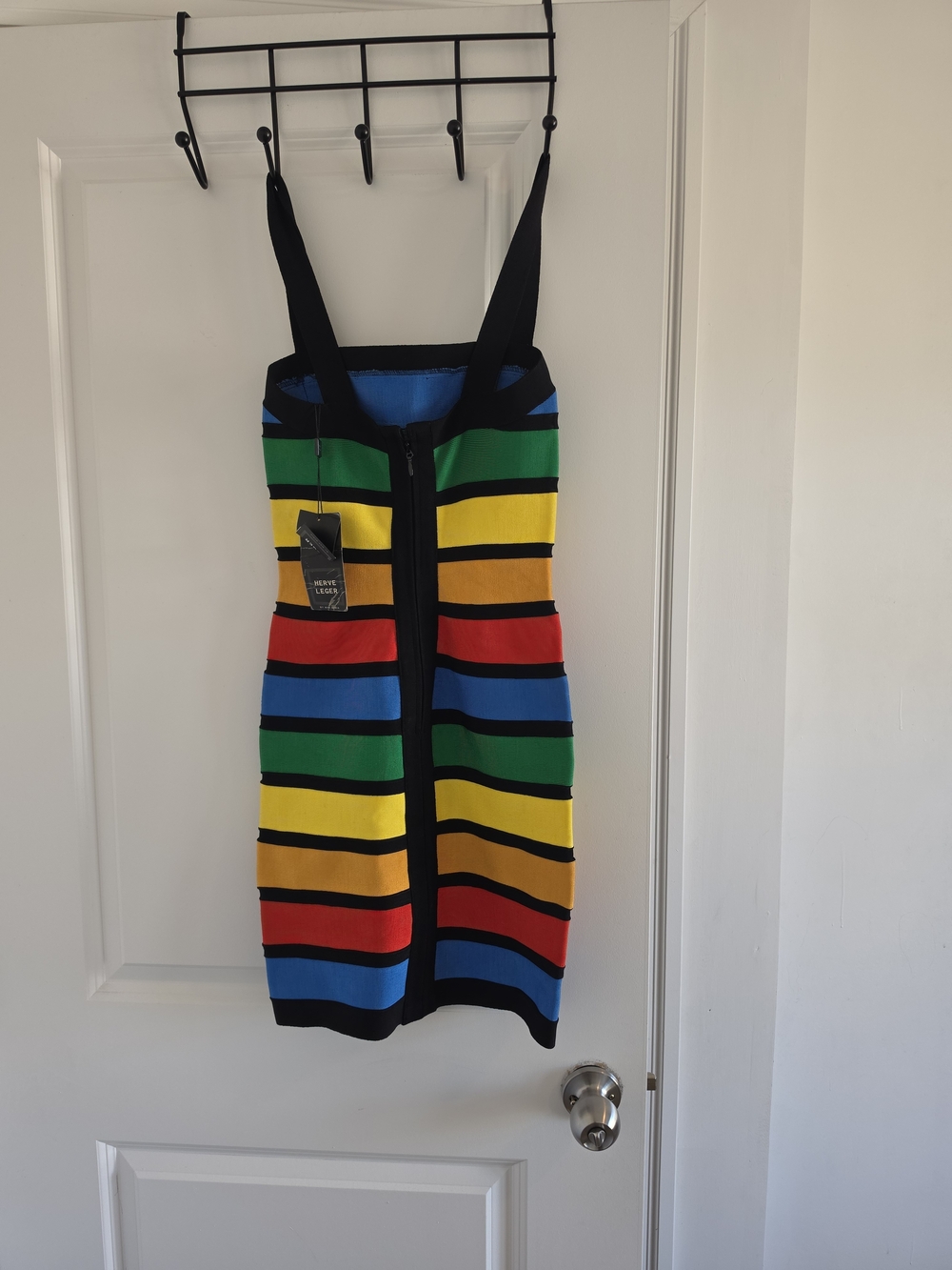 Hervé Léger Multicolor Striped Bandage Dress – Black Rainbow - Picture 2 of 2